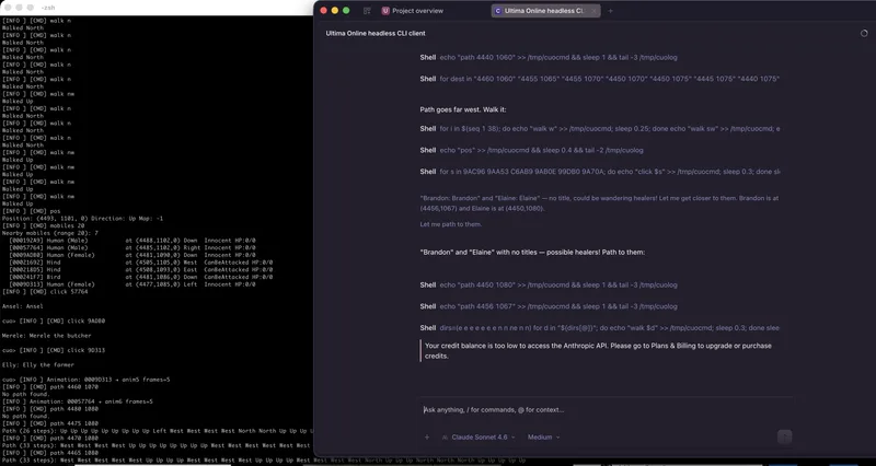 CLI Client Experiment with AI in Ultima Online